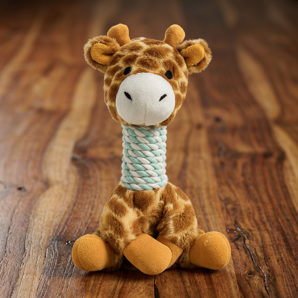 Durable Animal-Shaped Plush Rope Dog Toy with Squeaker & Teeth-Cleaning Action