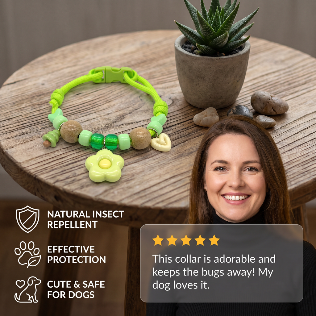 Adorable Insect-Repellent Dog Collar – Safe, Soft & Stylish