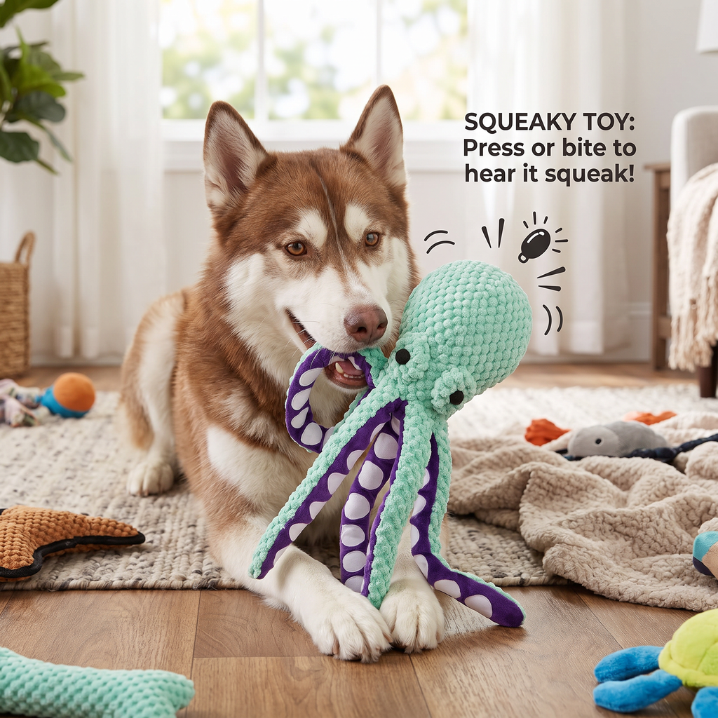Large Octopus Plush Squeaky Dog Toy – Fun, Durable & Adorable!