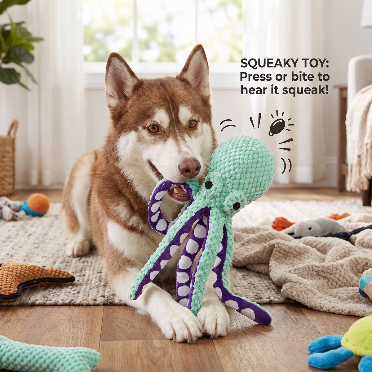 Large Octopus Plush Squeaky Dog Toy – Fun, Durable & Adorable!