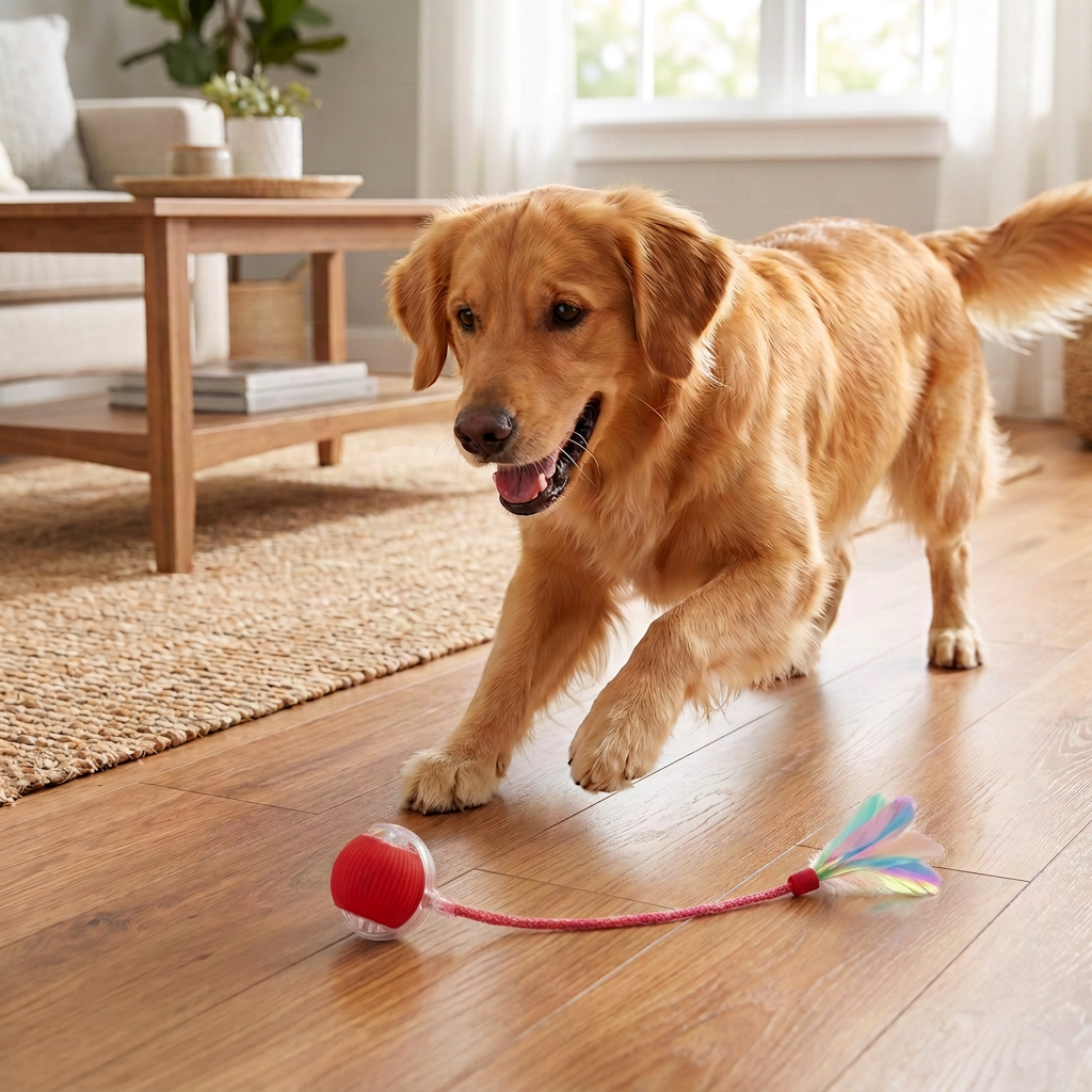Upgraded Smart Rolling Dog Ball – Durable Interactive Toy with Wiggly Mesh Tail