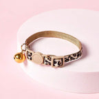 Leopard Print Pet Collar with Adjustable Bell for Cats & Small Dogs