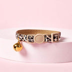 Leopard Print Pet Collar with Adjustable Bell for Cats & Small Dogs