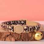 Leopard Print Pet Collar with Adjustable Bell for Cats & Small Dogs