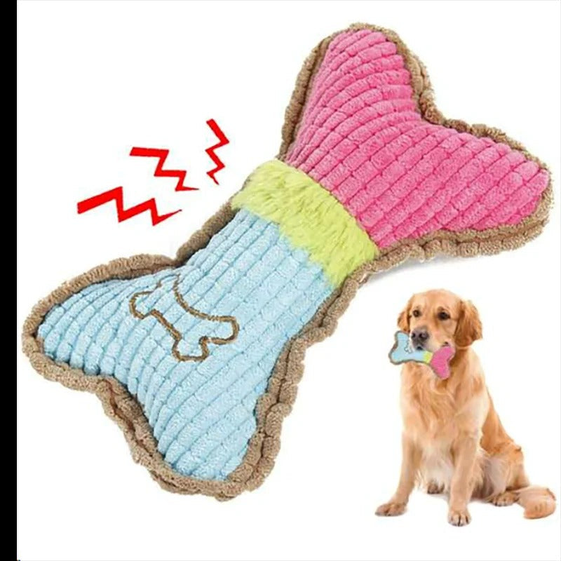 Bone-Shaped Plush Chew Toy for Dogs