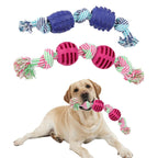 Double Knot Cotton Rope Dog Toy with Ball – Chew & Tug Toy for Small Dogs
