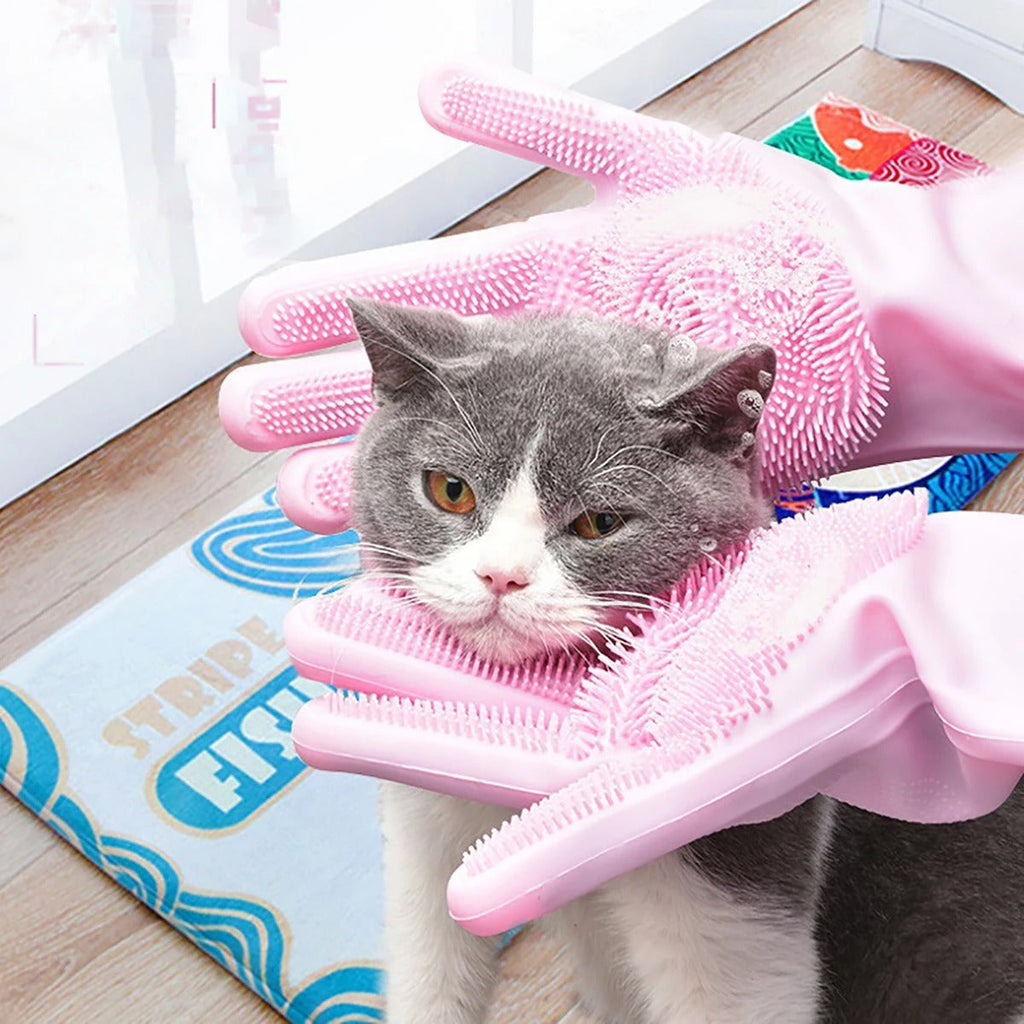 Pet Grooming & Cleaning Gloves – Gentle Brushing + Bathing Gloves for Dogs & Cats