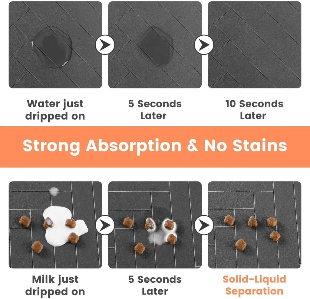 Absorbent Pet Feeding Mat for Food & Water Bowls