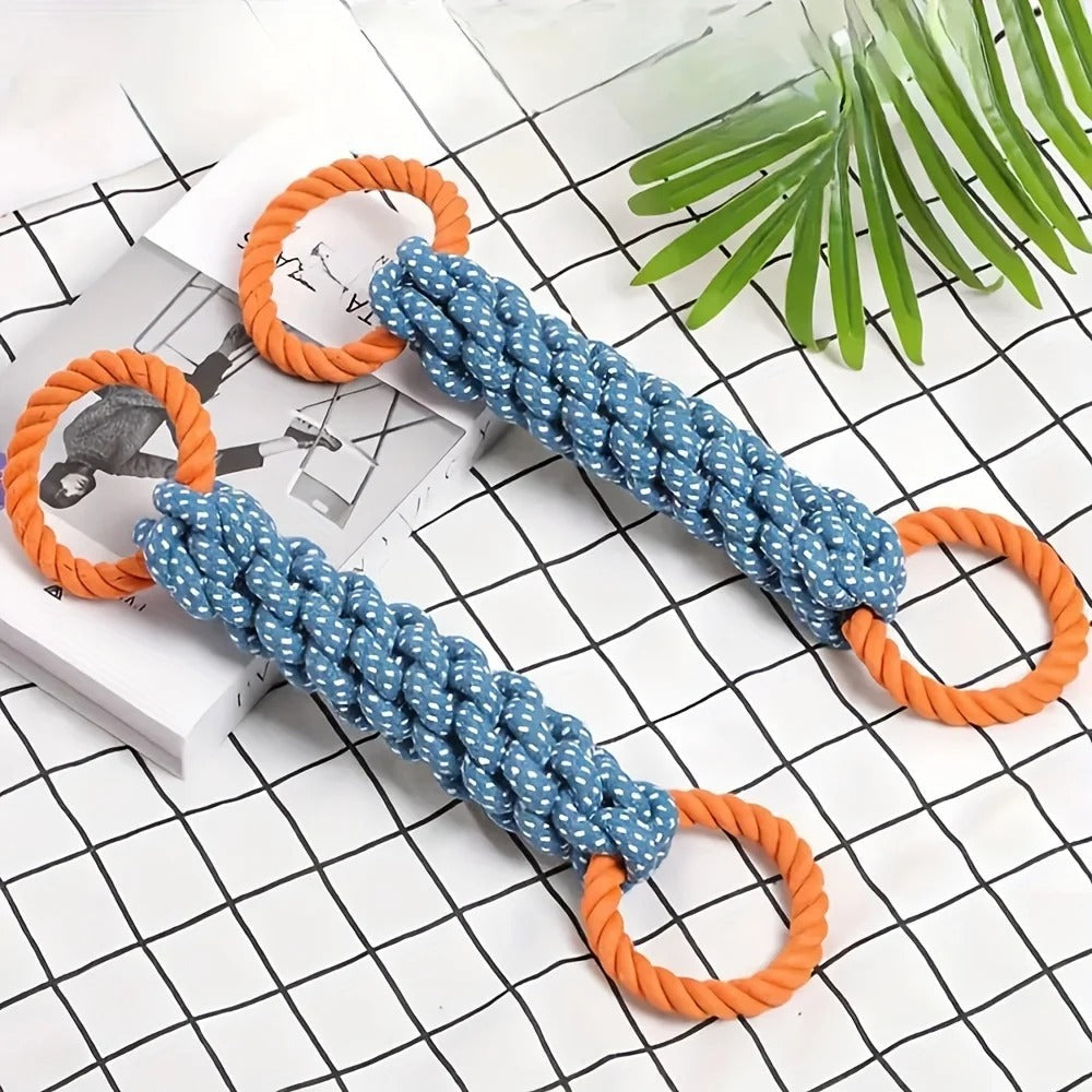 Dog Rope Toy with Double Rings – Durable Chew & Tug-of-War Toy for Medium to Large Dogs