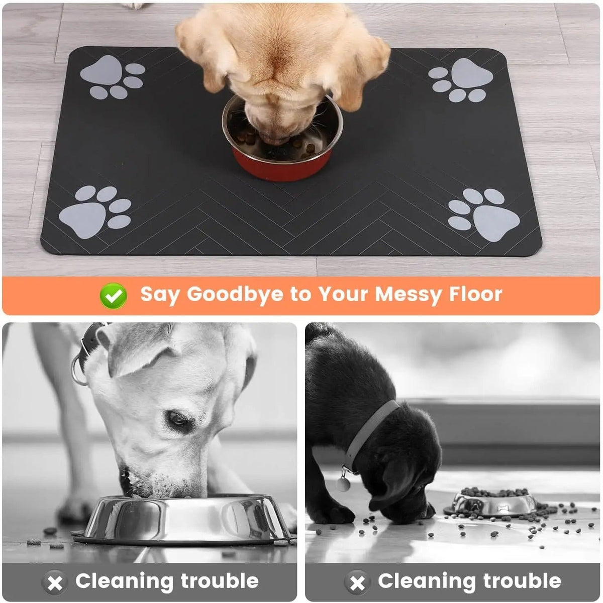 Absorbent Pet Feeding Mat for Food & Water Bowls