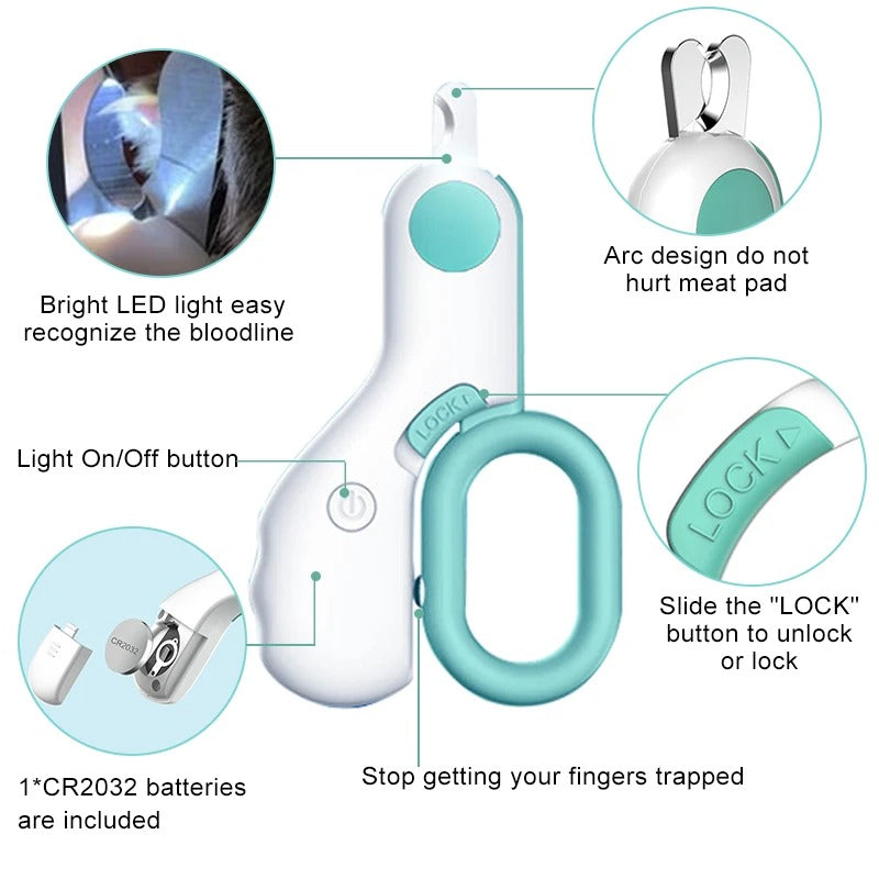 Professional Pet Nail Clipper with Built-in LED Light