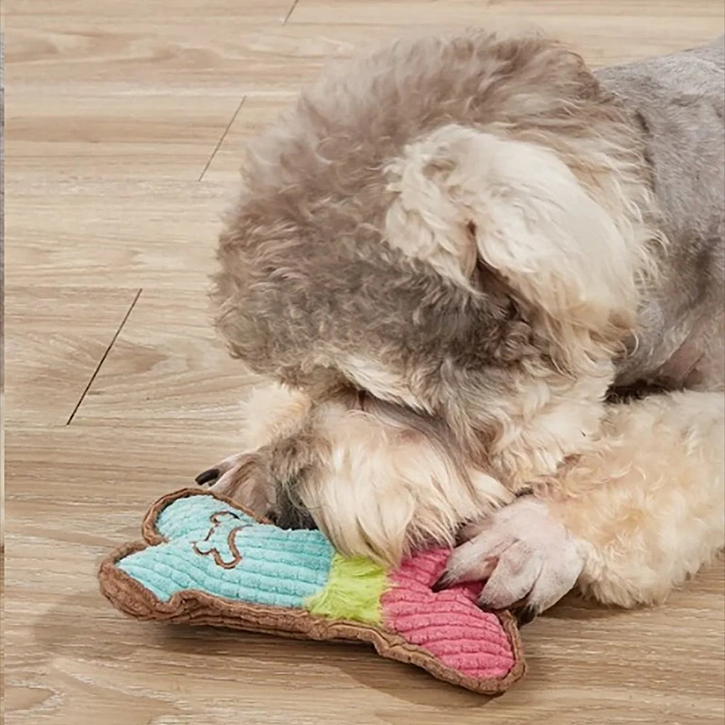 Bone-Shaped Plush Chew Toy for Dogs