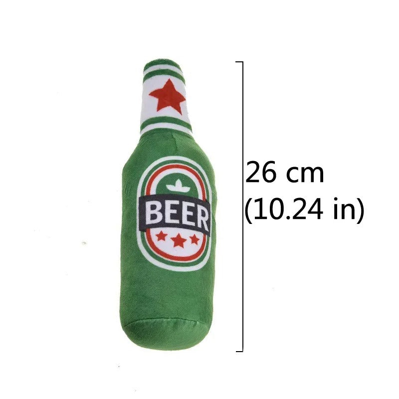 Champagne Bottle-Shaped Dog Toy – Squeaky & Chew-Resistant Playtime Fun!