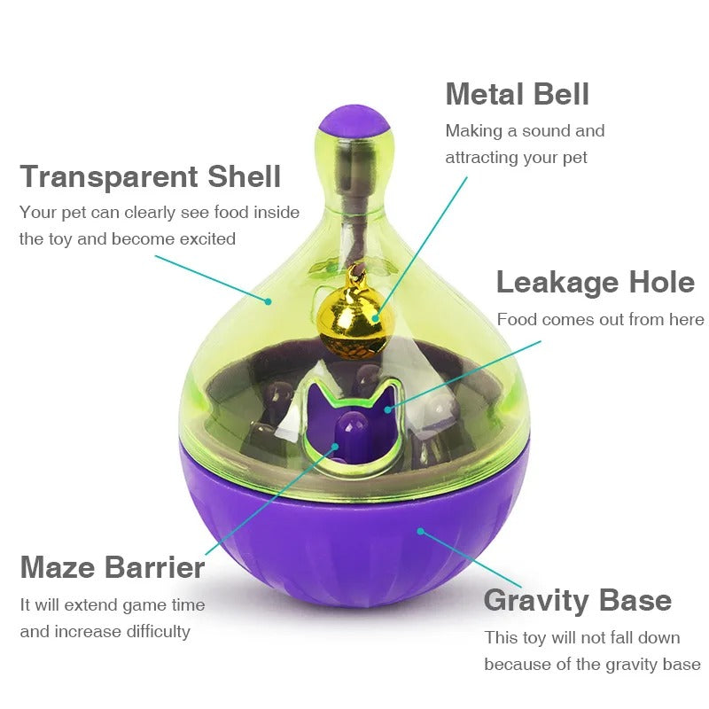 Pet Cat & Dog Fun Feeding Toy – Wobbling Tumbler Ball for Slow Eating