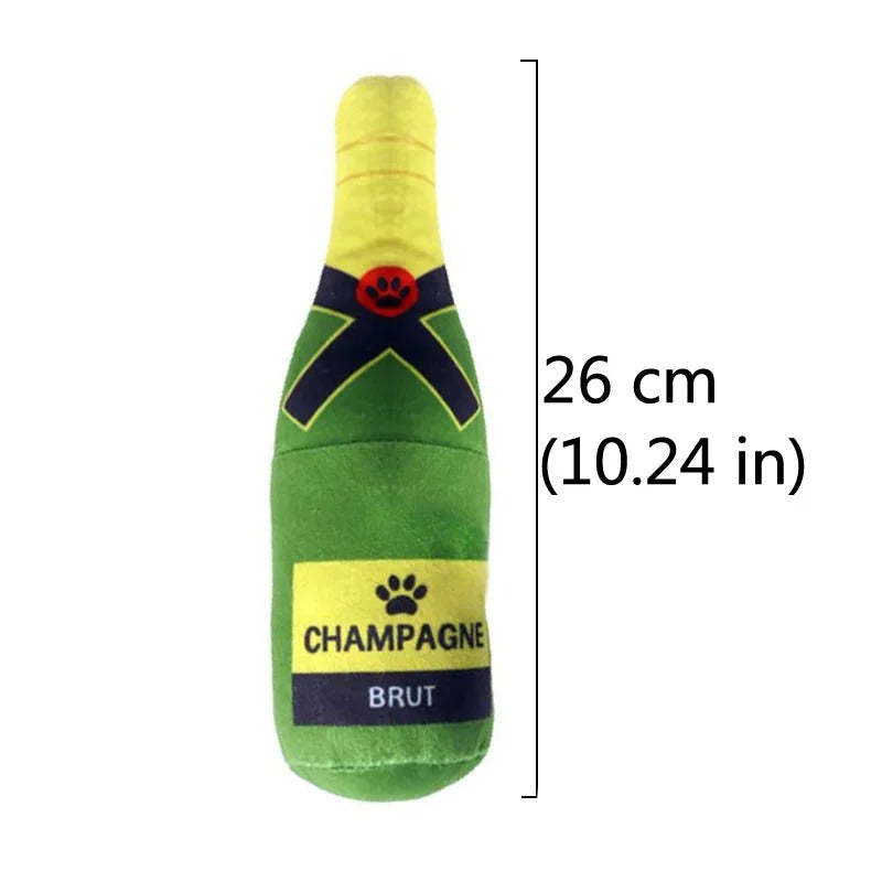 Champagne Bottle-Shaped Dog Toy – Squeaky & Chew-Resistant Playtime Fun!
