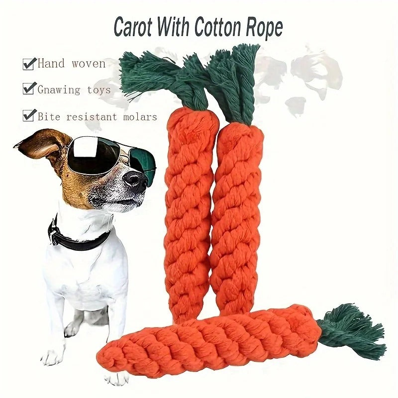 Carrot Cotton Rope Chew Toy for Dogs – Fun, Healthy & Durable!