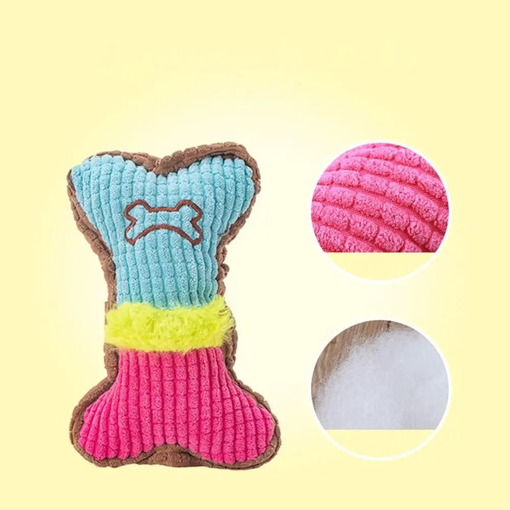 Bone-Shaped Plush Chew Toy for Dogs
