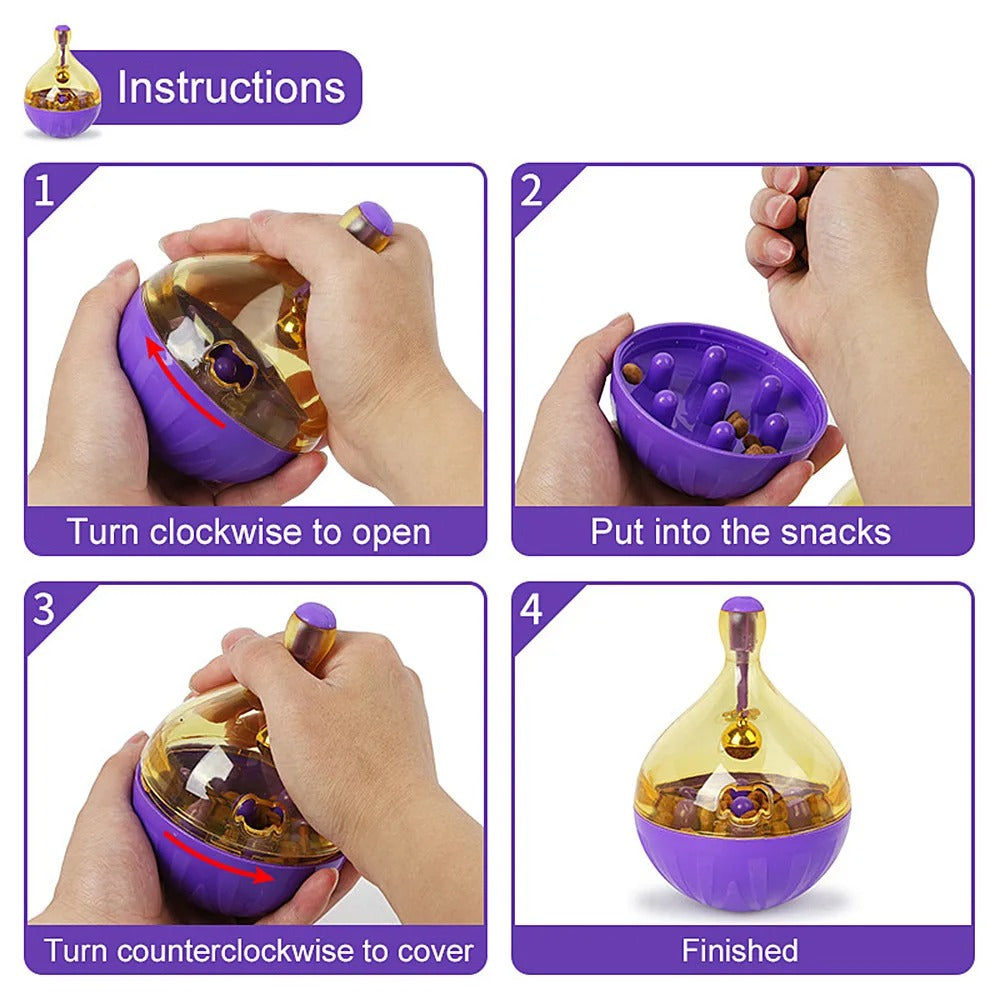 Pet Cat & Dog Fun Feeding Toy – Wobbling Tumbler Ball for Slow Eating