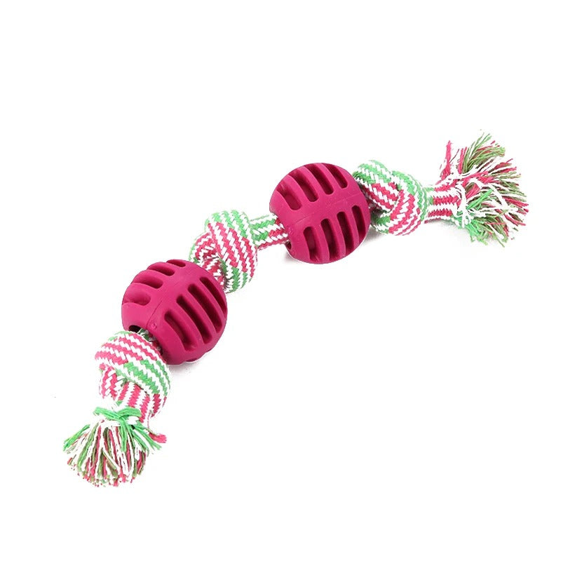 Double Knot Cotton Rope Dog Toy with Ball – Chew & Tug Toy for Small Dogs