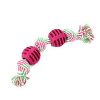 Double Knot Cotton Rope Dog Toy with Ball – Chew & Tug Toy for Small Dogs