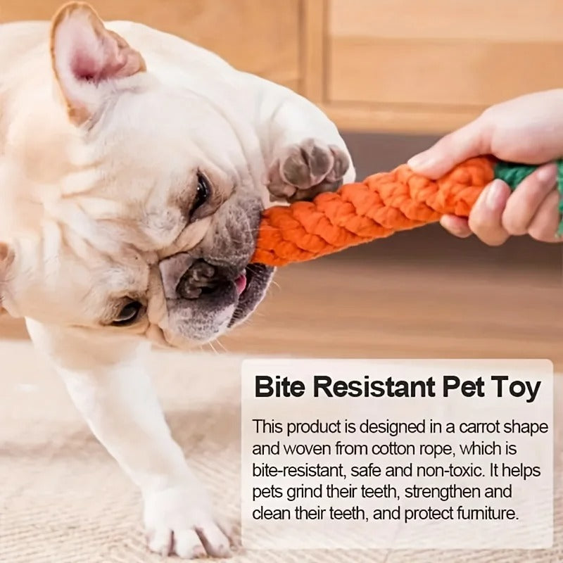 Carrot Cotton Rope Chew Toy for Dogs – Fun, Healthy & Durable!