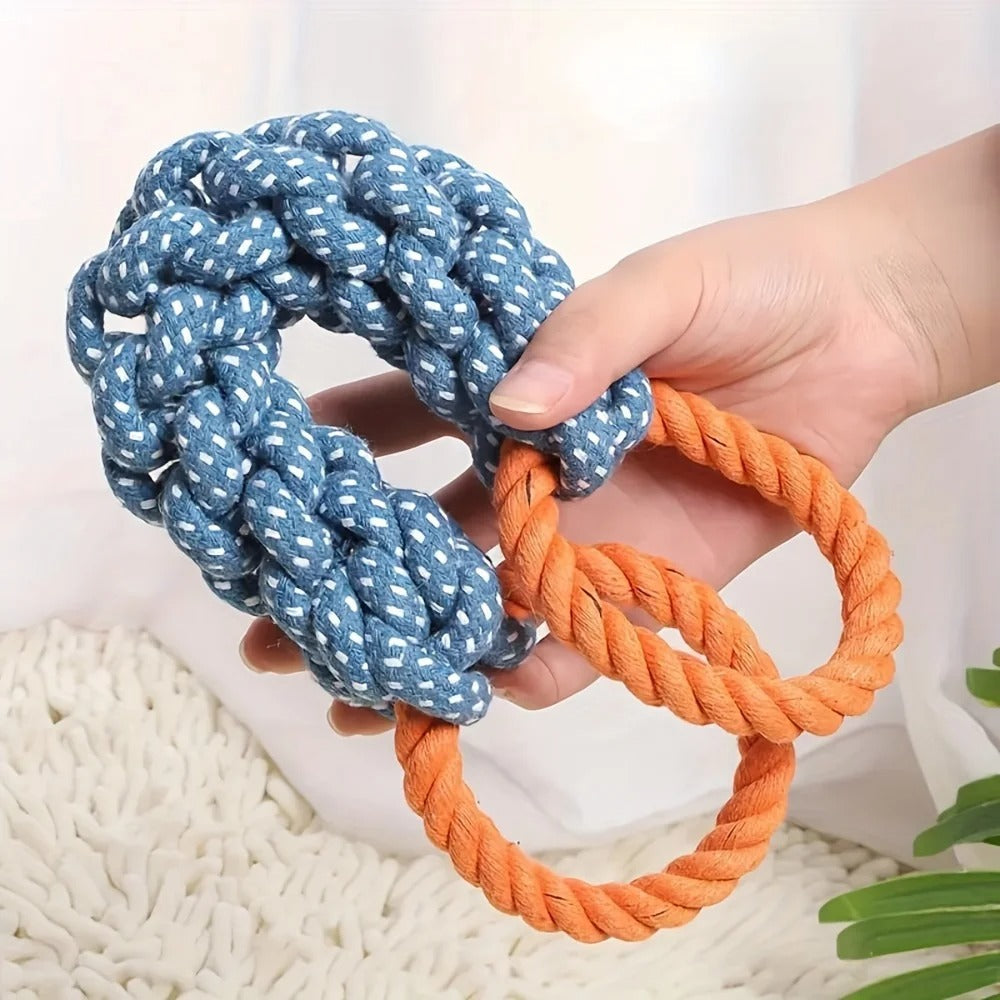 Dog Rope Toy with Double Rings – Durable Chew & Tug-of-War Toy for Medium to Large Dogs