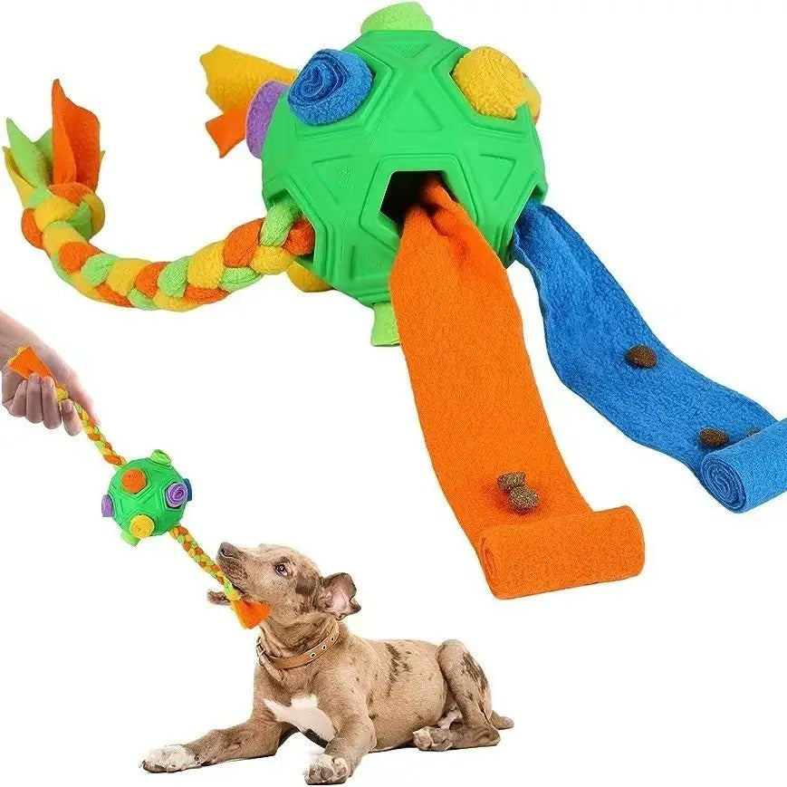 2-in-1 Durable Snuffle Ball for Dogs – Mental Stimulation & Tug-of-War Toy