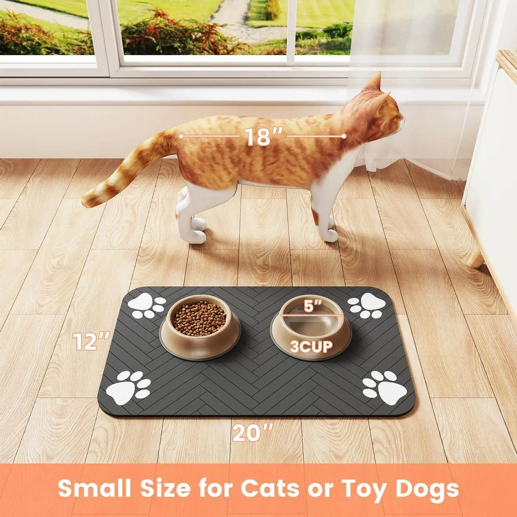 Absorbent Pet Feeding Mat for Food & Water Bowls