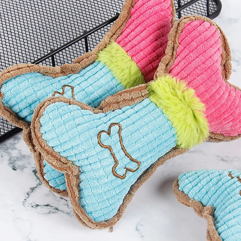 Bone-Shaped Plush Chew Toy for Dogs