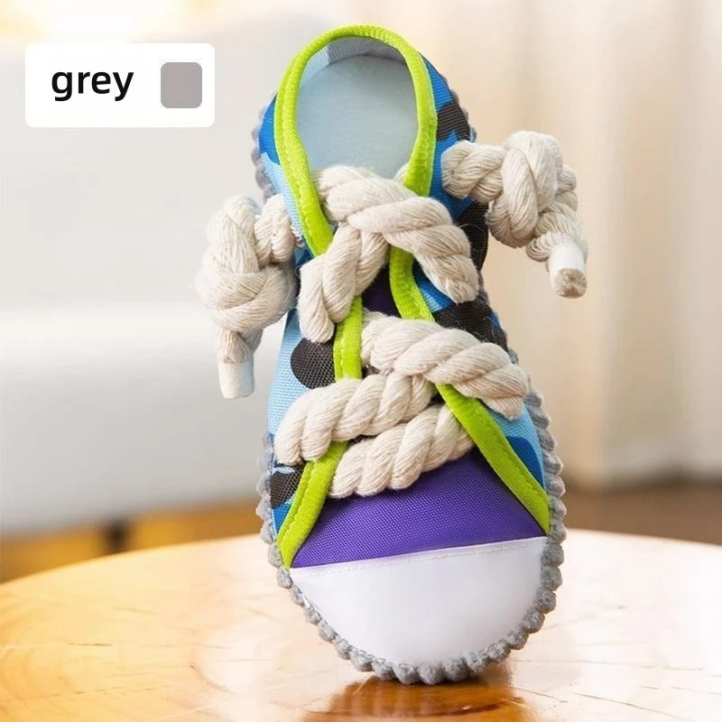 Squeaky Dog Slipper Toy with Sturdy Cotton Rope – Dental Cleaning & Fun Chew Toy