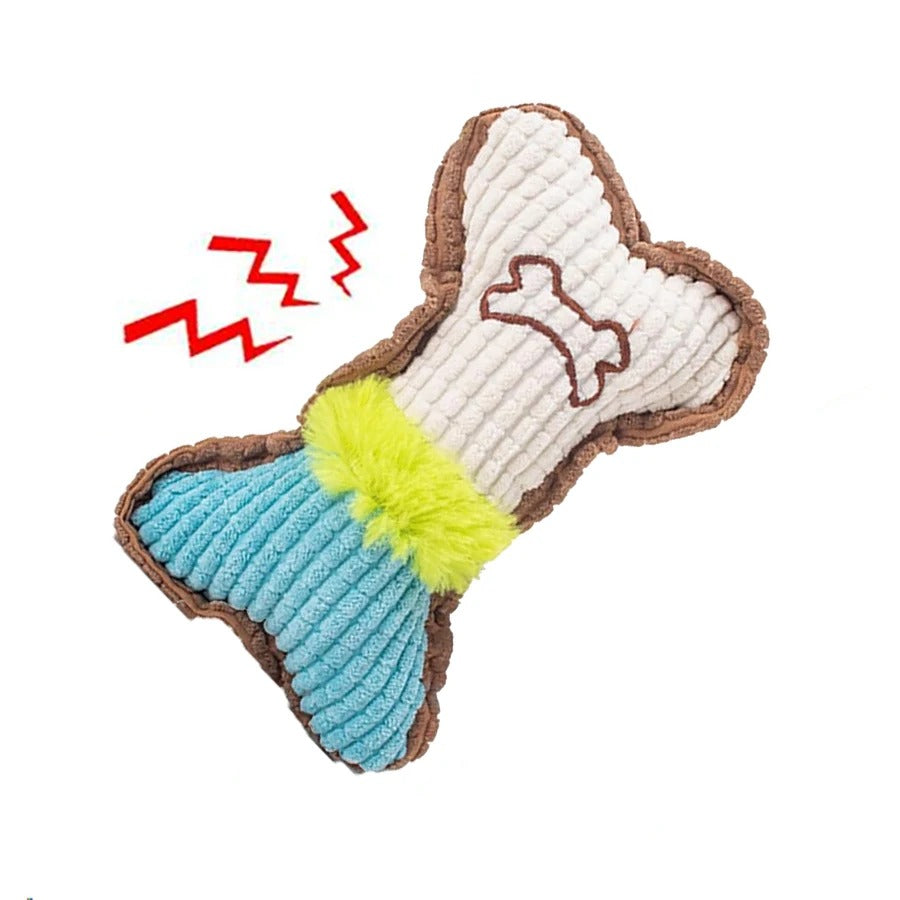 Bone-Shaped Plush Chew Toy for Dogs
