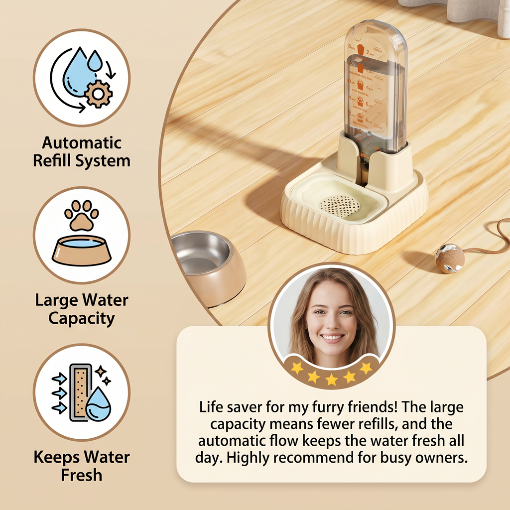 Automatic Large-Capacity Pet Water Fountain for Cats & Dogs