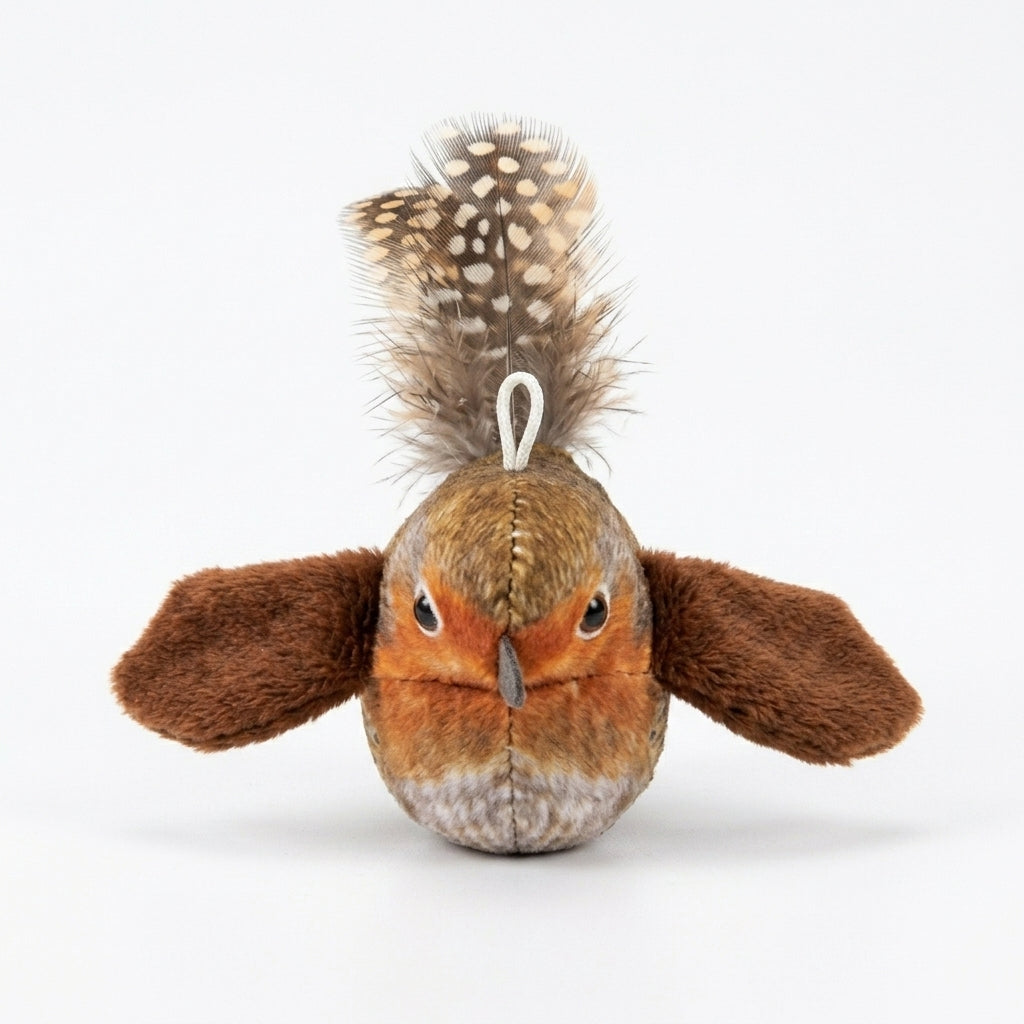 Self-Entertaining Realistic Chirping Plush Bird Cat Toy