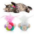 Cat Feather Bell Toy – Interactive Ball-Shaped Cat Toy with Jingle Bell & Colorful Feathers
