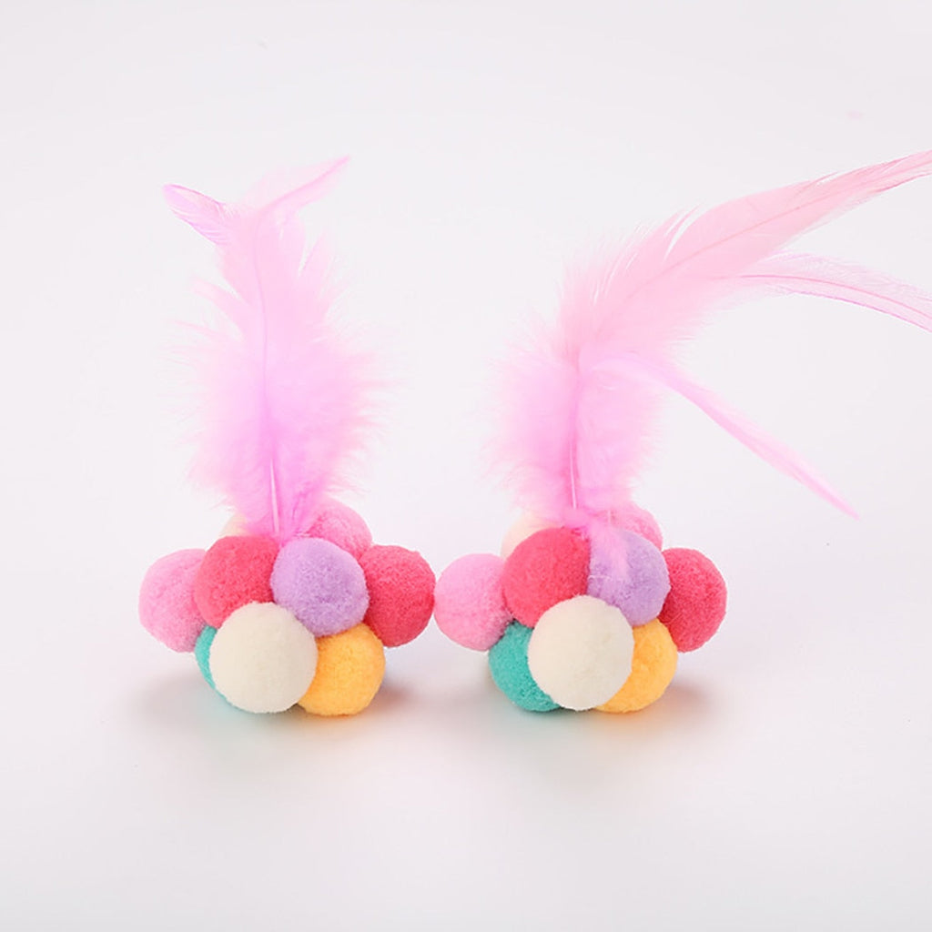 Cat Feather Bell Toy – Interactive Ball-Shaped Cat Toy with Jingle Bell & Colorful Feathers