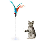 Spring-Activated Cat Feather Toy – Bouncing Mouse with Realistic Feather