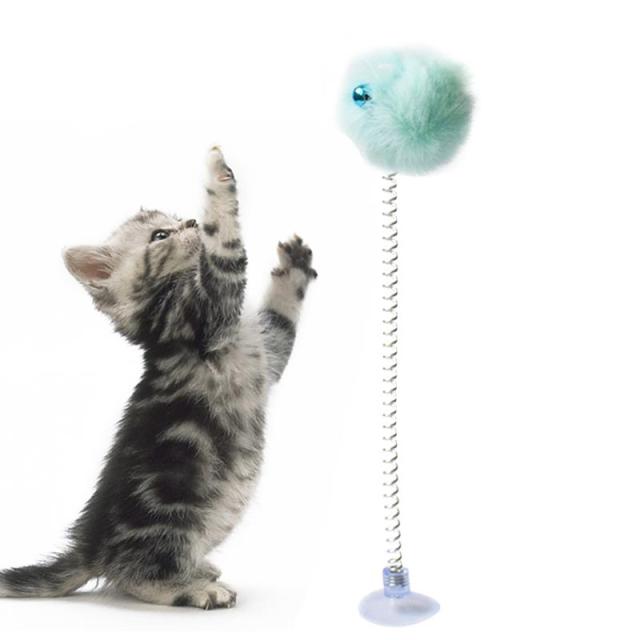 Cat Feather Toy with Bell – Spring-Activated Teaser Toy for Solo Play