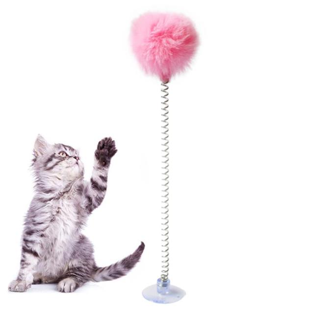 Cat Feather Toy with Bell – Spring-Activated Teaser Toy for Solo Play