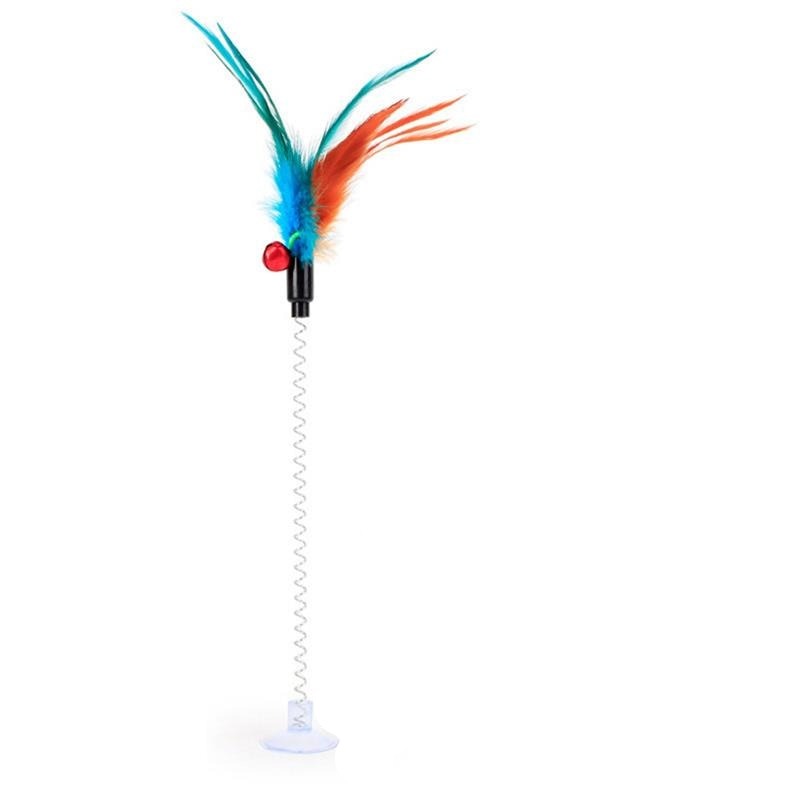 Spring-Activated Cat Feather Toy – Bouncing Mouse with Realistic Feather