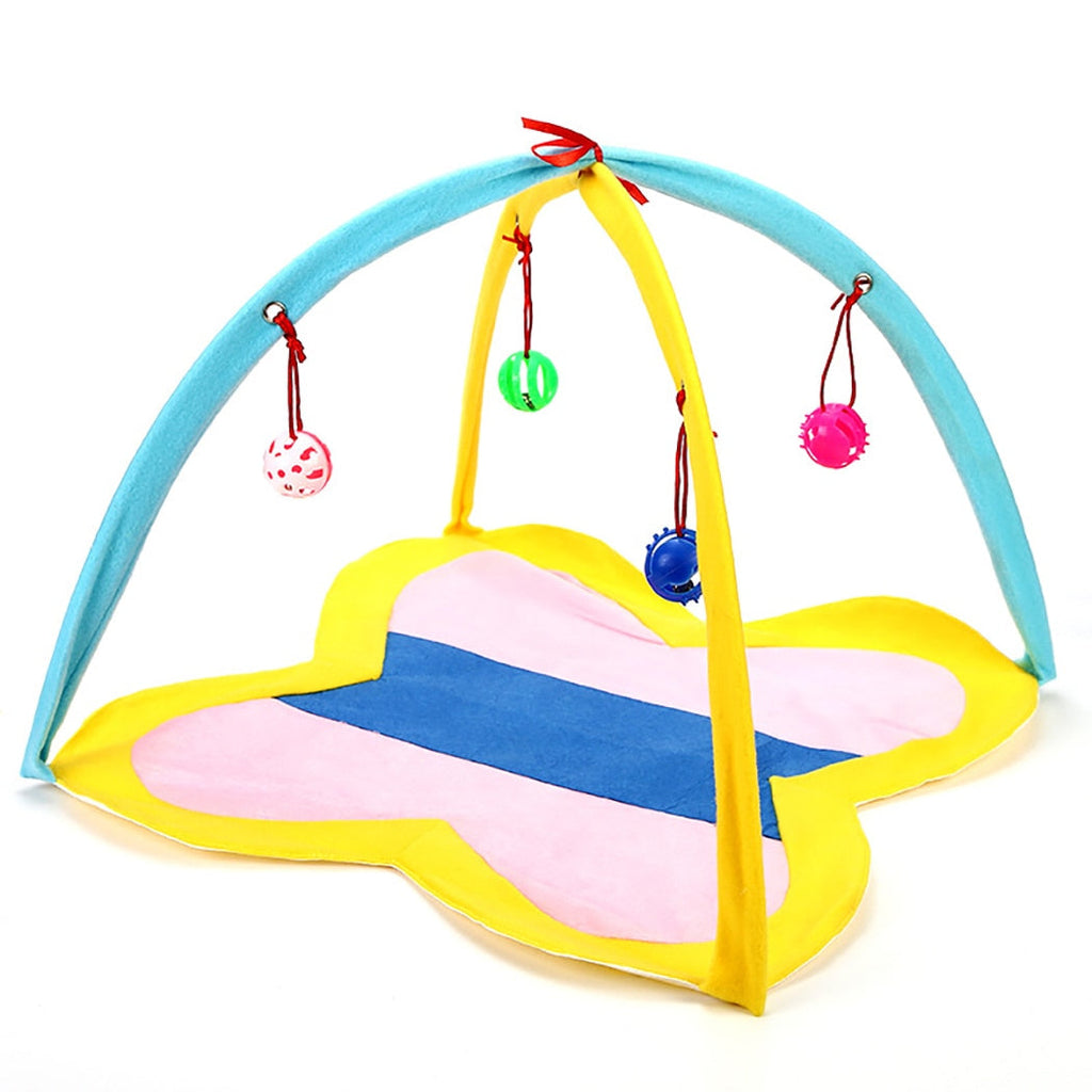 Portable Cat Play Tent with 4 Hanging Toys – Interactive Indoor Cat Tent for Kittens & Adult Cats