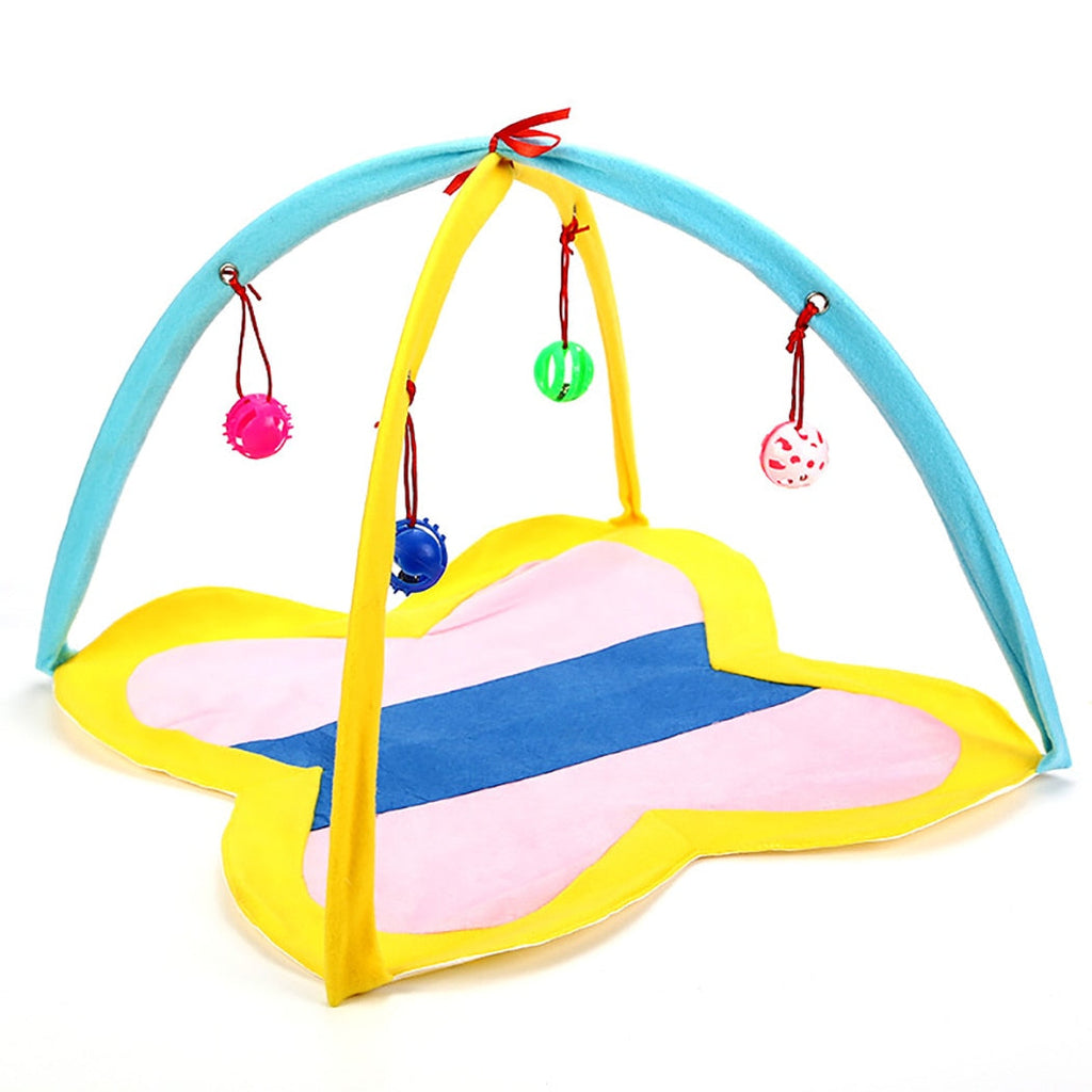 Portable Cat Play Tent with 4 Hanging Toys – Interactive Indoor Cat Tent for Kittens & Adult Cats