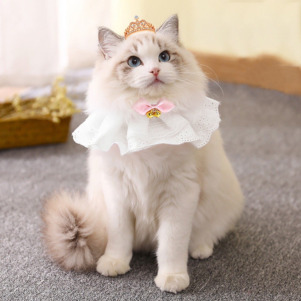 Adjustable Lace Cat Collar with Bell – Stylish & Comfortable Pet Accessory