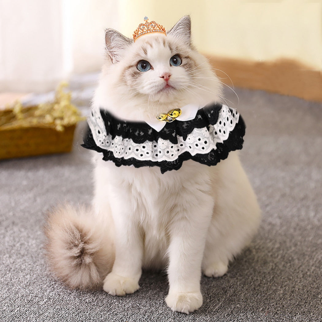 Adjustable Lace Cat Collar with Bell – Stylish & Comfortable Pet Accessory
