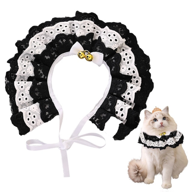 Adjustable Lace Cat Collar with Bell – Stylish & Comfortable Pet Accessory