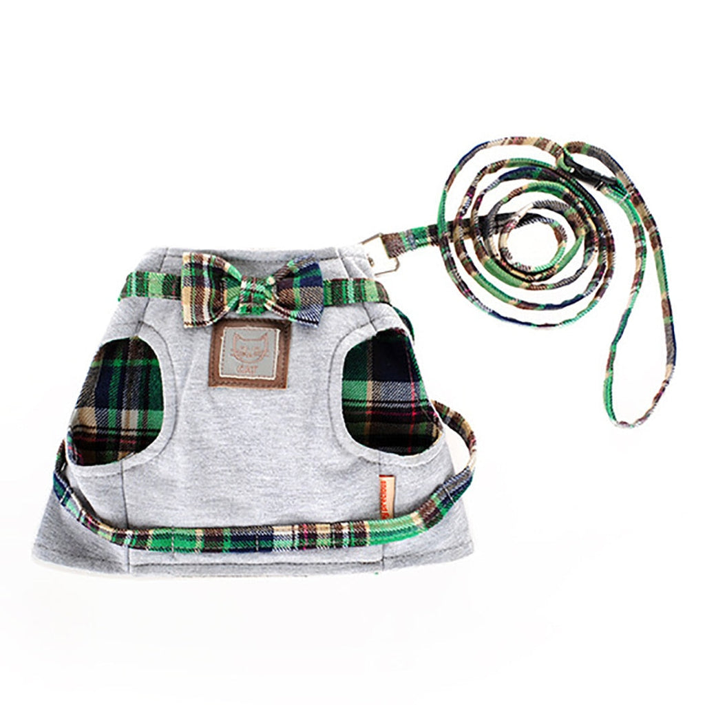 Adjustable Cotton Cat Harness with Leash – Soft, Breathable & No-Pull Design