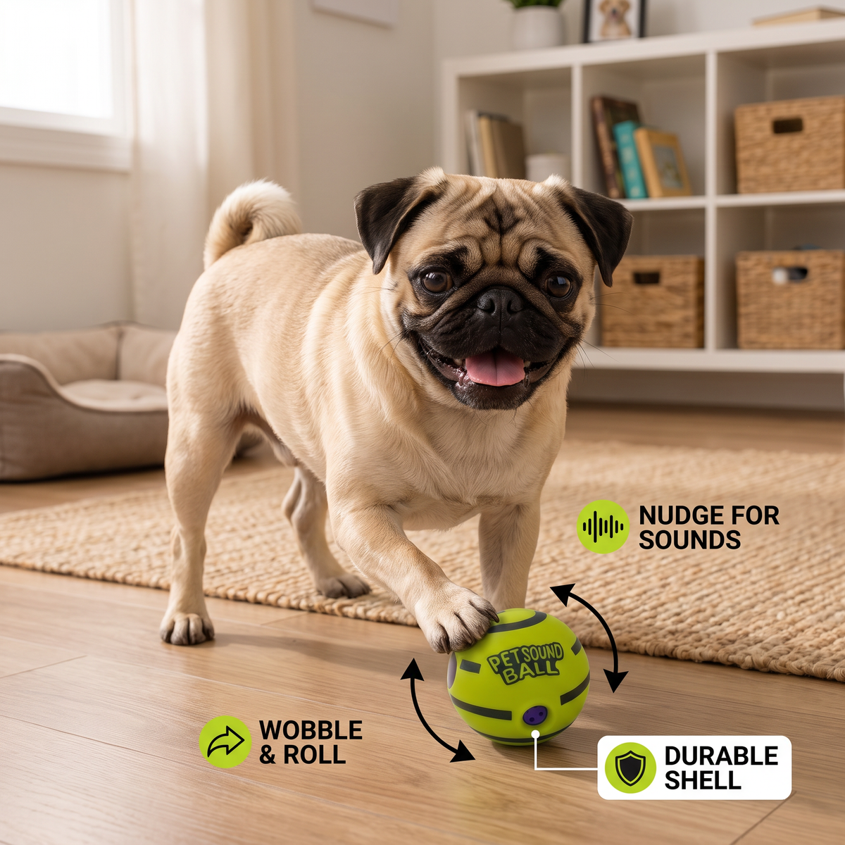 Interactive Squeaky Wobble Dog Ball – Durable Self-Play Toy for Energetic Pups