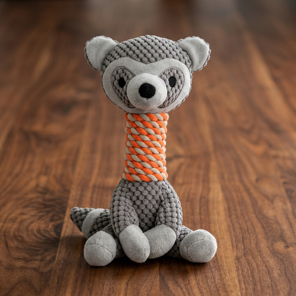 Durable Animal-Shaped Plush Rope Dog Toy with Squeaker & Teeth-Cleaning Action