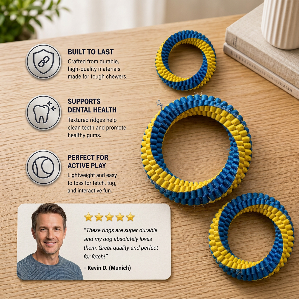 Durable Woven Ring Tug & Chew Toy for Dogs – Tough, Interactive, Vet-Approved Fun