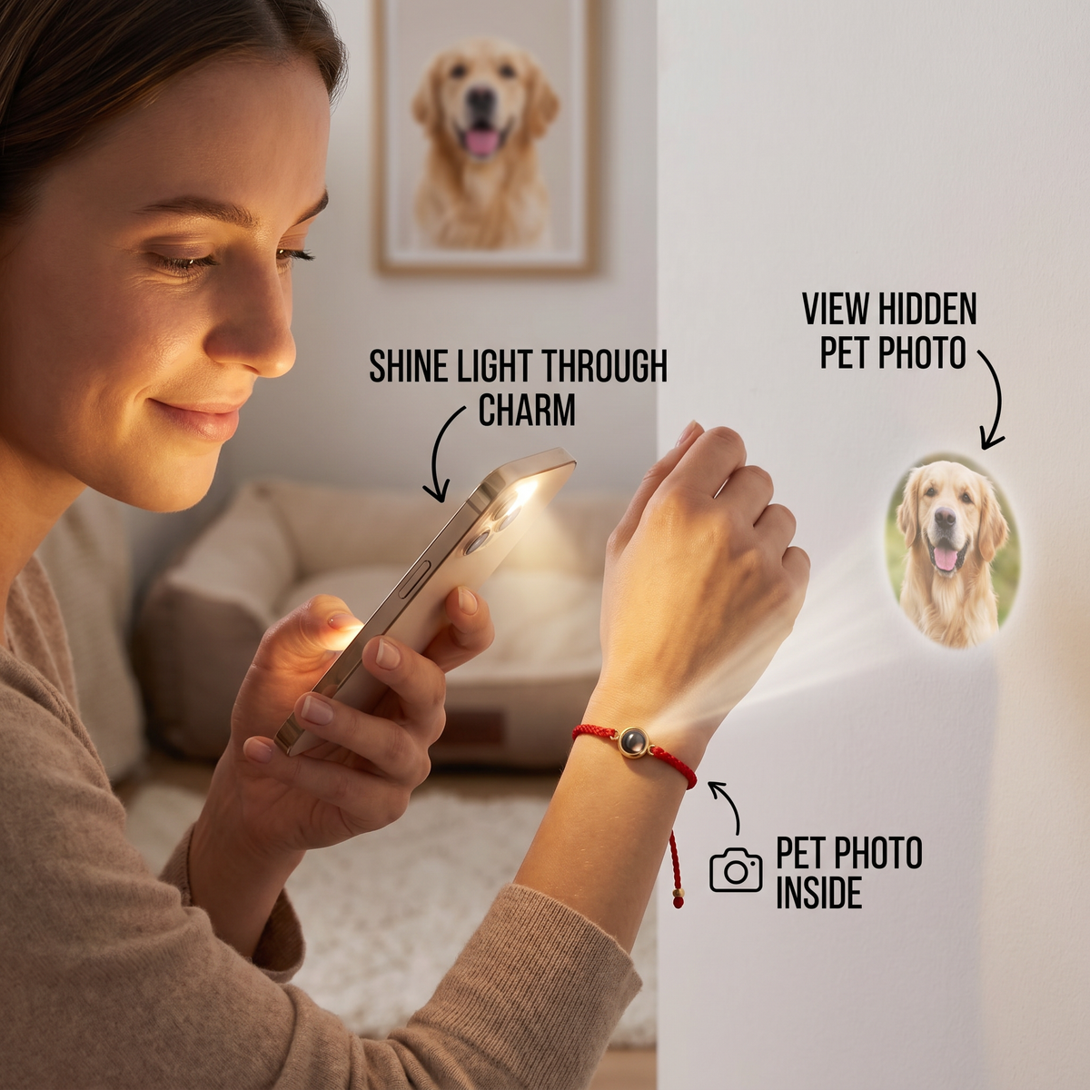 Personalized Pet Photo Projection Keepsake Bracelet