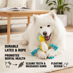 Durable Floating Dental Latex & Rope Dog Toy — Chew, Tug & Splash!